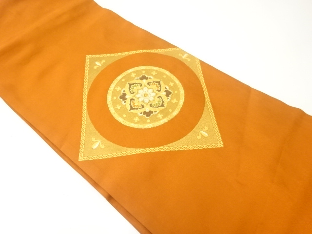 JAPANESE KIMONO / NAGOYA OBI / SILK / WOVEN RHOMBUS & FLORAL CREST